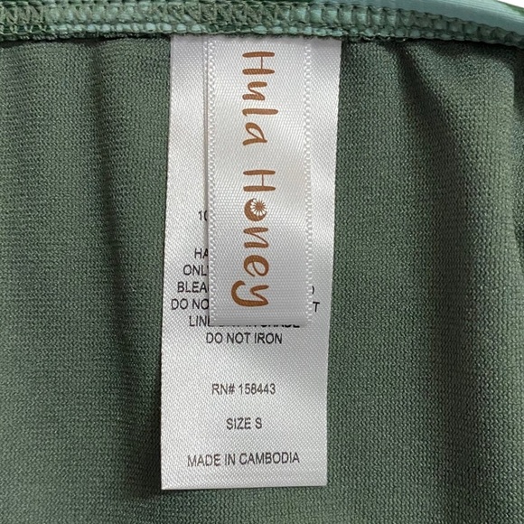 Hula Honey Olive Green Jungle Tropical Print Hipster Bikini Bottom Juniors Small - Picture 5 of 15